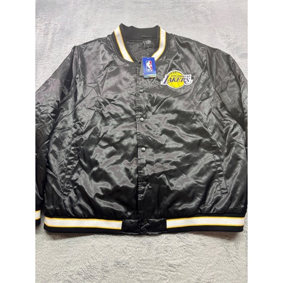 Ultra Game Other - Los Angeles Lakers Satin Bomber‎ Jacket NBA Men's Size 3XL Black Yellow